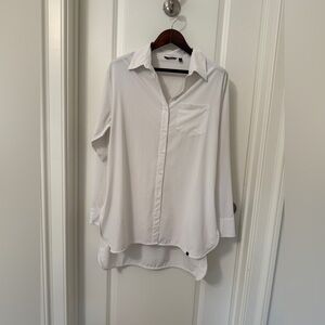 Peach Oversized Classic White Shirt in Stretch Fabric Size L